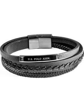 U.S. Polo Assn. Ανδρικό Βραχιόλι Χειροπέδα από Δέρμα & Ατσάλι JW9270BR