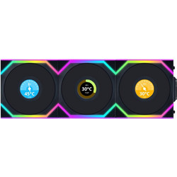 Lian Li Unifan SL Wireless LCD Reverse Case Fan 120mm ARGB με Σύνδεση 3-Pin 4-Pin PWM 9-Pin (USB 2.0) 3τμχ Black