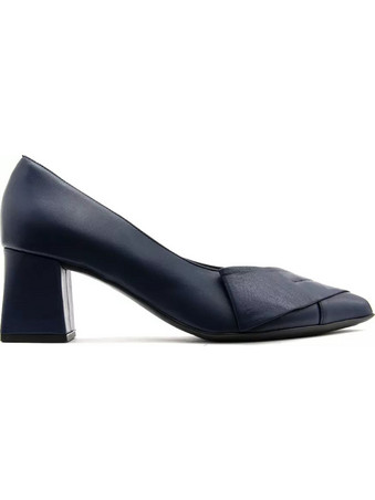 Bacali Collection Γόβες Δερμάτινες με Χοντρό Χαμηλό Τακούνι Navy Μπλε X24-34