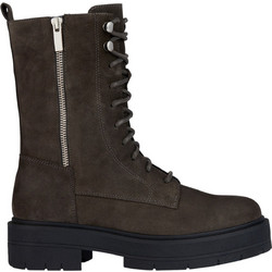 Geox Spherica Γυναικεία Αρβυλάκια Suede Ανθρακί με Χοντρό Χαμηλό Τακούνι D36VDJ00022C9002