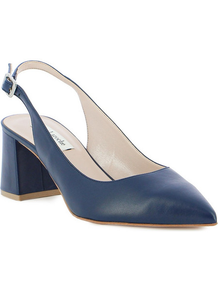 Guy Laroche Γόβες Slingback Δερμάτινες με Χοντρό Χαμηλό Τακούνι Navy Μπλε 59304X