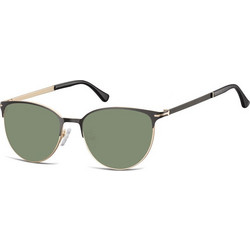 Sunoptic SG-914B52 Γυναικεία Γυαλιά Ηλίου Στρογγυλά Μεταλλικά Μαύρα με Πράσινο Φακό