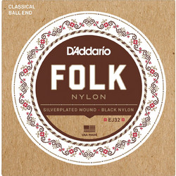 D'Addario EJ32 Folk Σετ 6 Χορδές Κλασικής Κιθάρας Nylon 28-45"