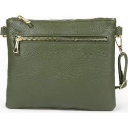 Passaggio Leather Γυναικεία Τσάντα Χιαστί Δερμάτινη Κυπαρισσί με Στενό Λουρί 5665-KR-05