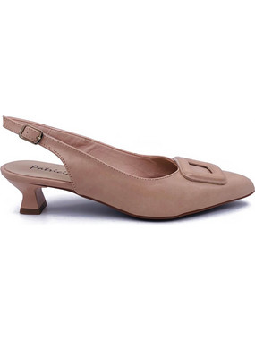 Patricia Miller Γόβες Slingback Δερμάτινες με Λεπτό Χαμηλό Τακούνι Nude 6740P