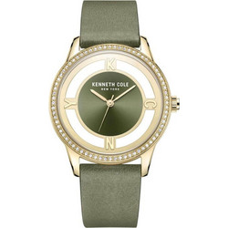 Kenneth Cole Γυναικείο Ρολόι με Χακί Δερμάτινο Λουράκι KCWLA2220105