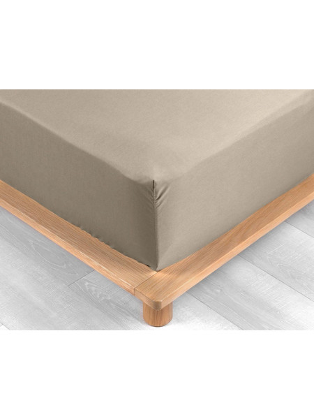 Douceur d'interieur Σεντόνι Υπέρδιπλο Βαμβακερό με Λάστιχο 160x200+30 Percaline Sand