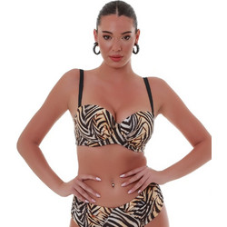 Bluepoint Bikini Top Strapless με Ενίσχυση Animal Print Μαύρο Μπεζ 25066041-19
