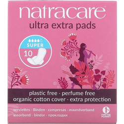 Natracare Ultra Extra Pads Super Σερβιέτες με Φτερά για Αυξημένη Ροή 4 Σταγόνες από Βαμβάκι 10τμχ