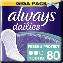 Always Dailies Fresh & Protect Normal Σερβιετάκια για Ελαφριά Ροή 2 Σταγόνες 80τμχ