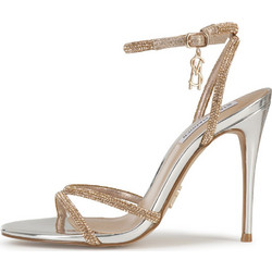 Steve Madden Γυναικεία Πέδιλα Χρυσά με Λεπτό Ψηλό Τακούνι και Στρας SM11002613-922