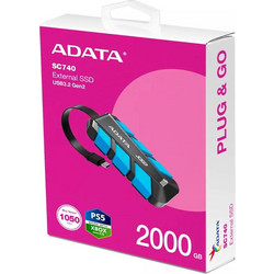 Adata SC740 2TB Εξωτερικός Σκληρός Δίσκος SSD 1.8" USB 3.2 USB-C Black Blue
