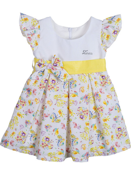 Joom Παιδικό Φόρεμα Floral Άσπρο Κίτρινο 05125624