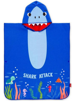 Legami Shark Παιδικό Πόντσο Θαλάσσης Microfiber Μπλε 60x92cm PTK0002