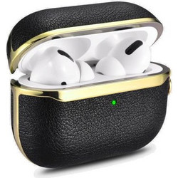 iCarer IAP 054 Θήκη από Δερματίνη για Apple AirPods Pro 1 Μαύρη Χρυσή