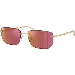 Ray-Ban RB3768 001D0 Γυναικεία Γυαλιά Ηλίου Τετράγωνα Μεταλλικά Χρυσά με Ροζ Φακό