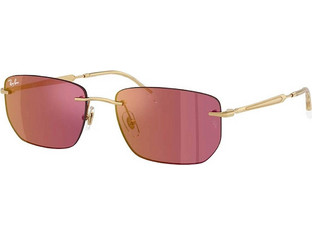 Ray-Ban RB3768 001D0 Γυναικεία Γυαλιά Ηλίου Τετράγωνα Μεταλλικά Χρυσά με Ροζ Φακό