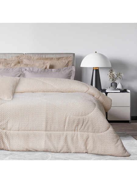 Das Home Κουβερτοπάπλωμα Υπέρδιπλο Hollowfiber 220x240 Sherpa 1366 Ecru