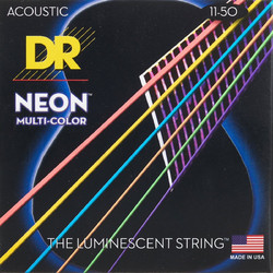 DR Strings Neon Multi NMCA-11 Σετ 6 Χορδές Ακουστικής Κιθάρας Phosphor Bronze 11-50" Custom Light Tension
