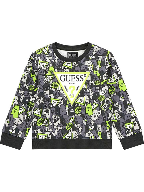 Guess Παιδικό Φούτερ Μαύρο Lime N5YQ00KA6R4-PK01