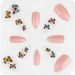 Ροζ Glitter Διάφανα Πεταλούδες Square Tips Νυχιών με Σχέδια 12τμχ