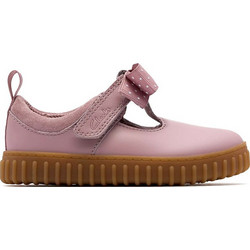 Clarks Παιδικές Μπαλαρίνες Δερμάτινες Ανατομικές με Σκρατς Ροζ 26183914