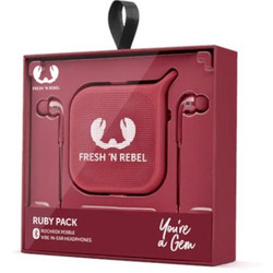 Fresh 'n Rebel Gift Pack Vibe Αδιάβροχο Ηχείο Bluetooth 5W Κόκκινο