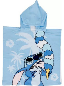 Disney Lilo & Stitch Ice Cream Παιδικό Πόντσο Θαλάσσης Microfiber Γαλάζιο 55x110cm