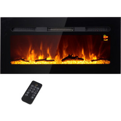 HOMCOM 820-422V90BK Ηλεκτρικό Τζάκι Τοίχου 1800W Μ91.4xΥ45xΒ15.8cm