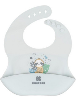 KikkaBoo Savanna Friends Αδιάβροχη Σαλιάρα Σιλικόνης με Κουμπί & Τσέπη 4m+ Γαλάζια