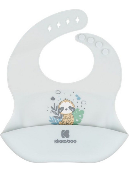KikkaBoo Savanna Friends Αδιάβροχη Σαλιάρα Σιλικόνης με Κουμπί & Τσέπη 4m+ Γαλάζια