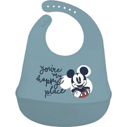 Stor Disney Mickey Mouse Full Of Smiles Αδιάβροχη Σαλιάρα Σιλικόνης με Κουμπί & Τσέπη Μπλε