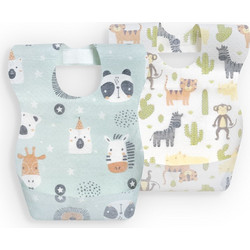 Interbaby Σετ Αδιάβροχες Σαλιάρες με Αυτοκόλλητο & Τσέπη 6m+ Γαλάζιες 10τμχ