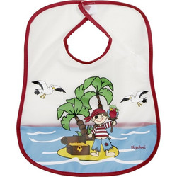 Playshoes Pirate Αδιάβροχη Σαλιάρα Πλαστική με Αυτοκόλλητο & Τσέπη Κόκκινη