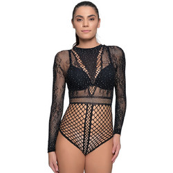 Milena By Paris Sexy Κορμάκι Slip Διχτυωτό με Δαντέλα Μαύρο 2533