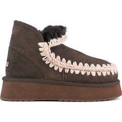 Mou Mini Eskimo Γυναικεία Μποτάκια Πλατφόρμα Suede Σοκολατί με Γούνα MUFW681000A-MOC