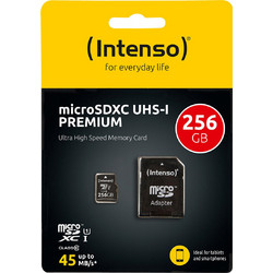 Intenso Premium microSDXC 256GB Class 10 U1 UHS-I 90MB/s + Adapter