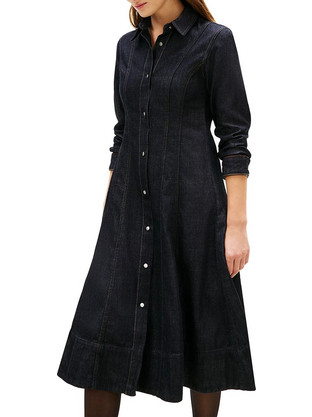 Tommy Hilfiger Midi Καθημερινό Φόρεμα Σεμιζιέ Τζιν Μαύρο WW0WW48520-1AP