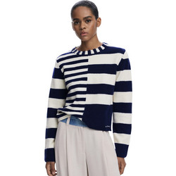 Desigual Malmoe Γυναικείο Πουλόβερ Λευκό Navy Μπλε 25WWJF17-5001