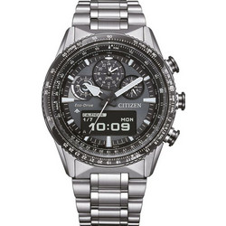 Citizen Promaster Sky Ανδρικό Ρολόι Χρονογράφος Solar με Ασημί Μεταλλικό Μπρασελέ JV2006-55H