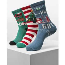 Urban Classics Ho Christmas Χριστουγεννιάτικες Βαμβακερές Γυναικείες Κάλτσες Κόκκινες Πράσινες Μπλε 3Pack TB4879-01667