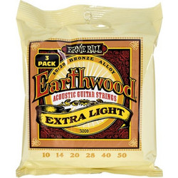 Ernie Ball Earthwood 3006 3-Pack Σετ 6 Χορδές Ακουστικής Κιθάρας 10-50" Extra Light Tension