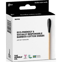 The Humble Co. Μπατονέτες Βαμβακερές Bamboo Βιοδιασπώμενες Μαύρες 100τμχ