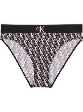 Calvin Klein Ψηλόμεσο Bikini Slip Μαύρο Λευκό LV00QF870-2Y1