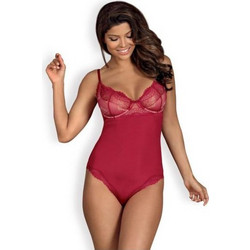 Obsessive Rosalyne Sexy Κορμάκι Slip See Through με Δαντέλα Κόκκινο