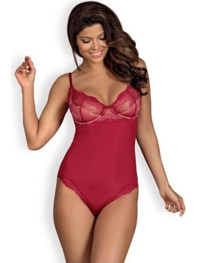 Obsessive Rosalyne Sexy Κορμάκι Slip See Through με Δαντέλα Κόκκινο