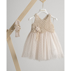 Piccolino Thea Βαπτιστικό Φόρεμα 2τμχ DR25S153.BEIGE