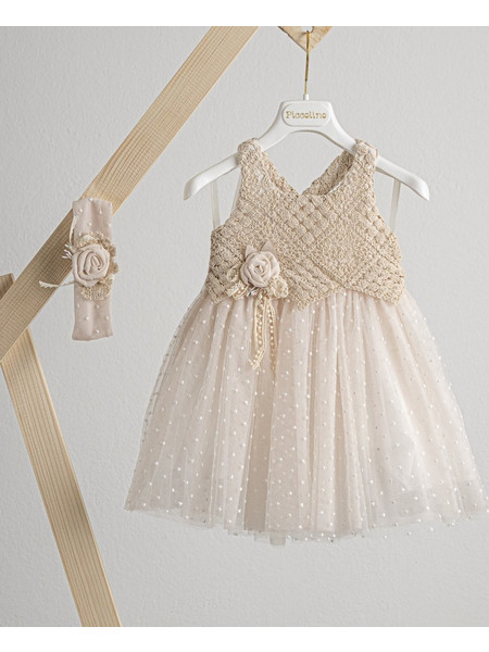 Piccolino Thea Βαπτιστικό Φόρεμα 2τμχ DR25S153.BEIGE