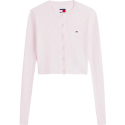 Tommy Jeans Γυναικεία Ζακέτα Πλεκτή Κοντή με Κουμπιά Ροζ DW0DW22023-TOG