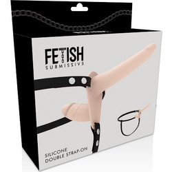 Fetish Submissive Harness Strap On με Διπλό Dildo 15cm Flesh D-221269